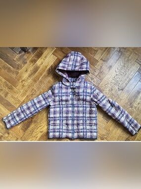 CHANEL  Hooded Puffer Jacket - Purple & White